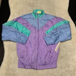 New Pierre Cardin Mens Multi Brute VTG Windbreaker Full‎ Zip Jacket Size Large